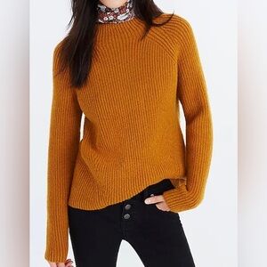 Madewell Northfield Mockneck Ribbed Sweater Mustard Yellow Style H3339 Size XXS